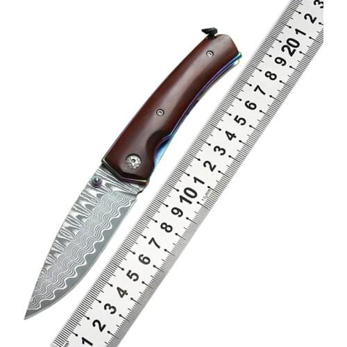 Folding Knife High Quality Damascus Steel Self-Defense Knife Outdoor Kitchen Sharp And Durable Hiking Camping Knife Jackknife
