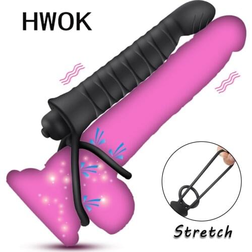 Delayed Ejaculation Cock Ring Vibrator For Couples Strap On Penis Anal Plug Sex Toys For Women Man G-spot Vibrating Stimulator