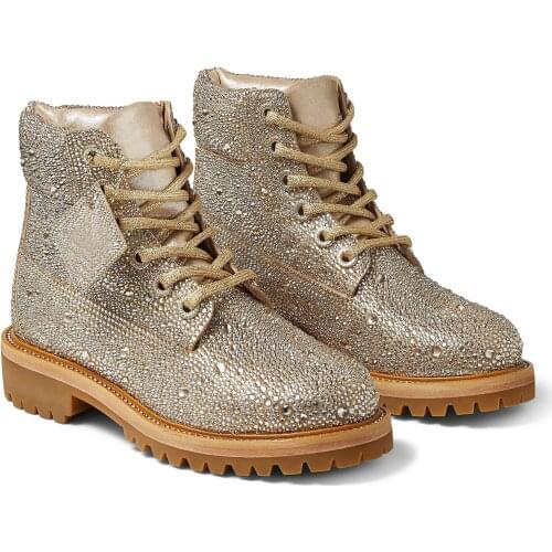 London Golden Mix Shimmer Suede Boots with Crystal Hotfix X/F Rare Limited Boots Shoes