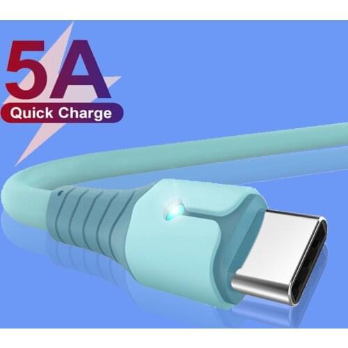 5A Liquid Silicone Fast Charging Cable USB Type C Phone Charger Data Cord For Xiaomi Mi 11 Redmi Note 10 Samsung S21 Huawei P40