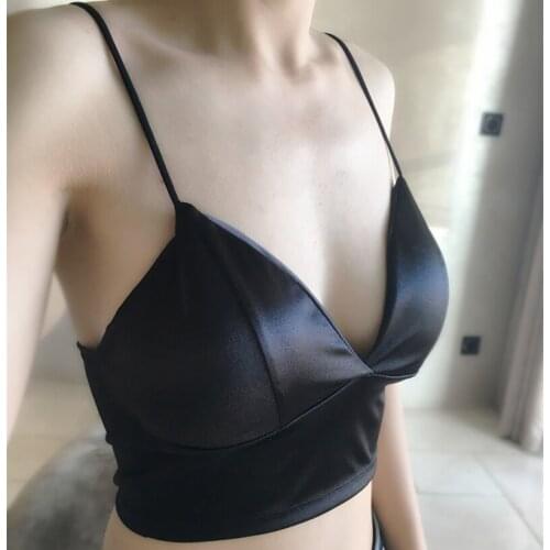 2022 Summer as outerwear Women Bra Simple Slim Sexy Female V-Neck Short Vest Bralette Bustier Crop Top Strapless Tank AB071