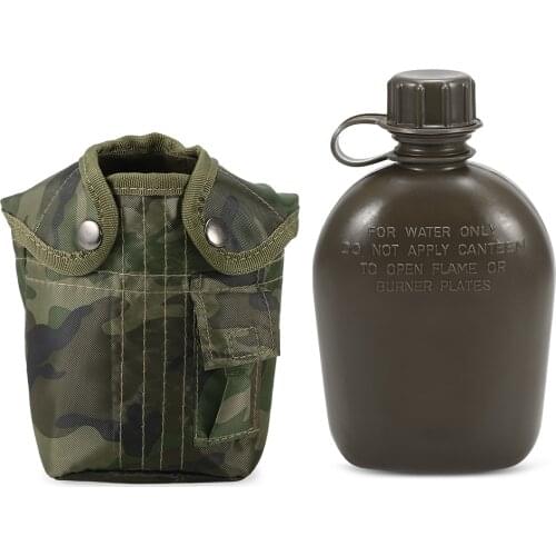 1L Outdoor Military Canteen Bottle Camping Hiking Backpacking Survival Water Bottle Kettle with Cover
