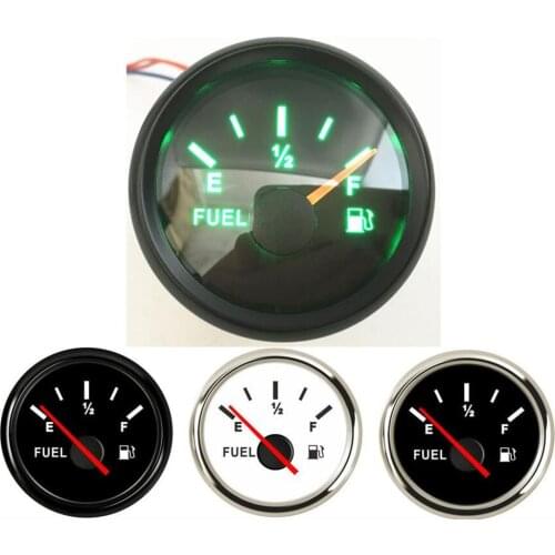 1pc 52mm Green Backlight Fuel Level Gauges 0-190ohm Lcd Point Fuel Level Meters 240-33ohm Device for Auto Boat Motorcycle Truck