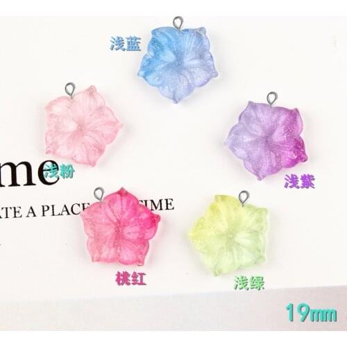 10pcs 19mm Resin kawaii cabochon Gradient flower charms diy jewelry making ornament craft decoration material