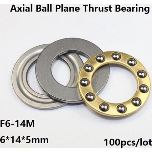 100pcs/lot F6-14M 6×14×5mm High Quality Axial Ball Plane Thrust Bearing Miniature bearing steel 6*14*5mm plane ball bearing
