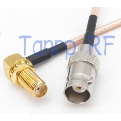 2PCS 20inch BNC female to SMA female jack right angle RF adapter connector 50CM Pigtail coaxial jumper cable RG316 extension
