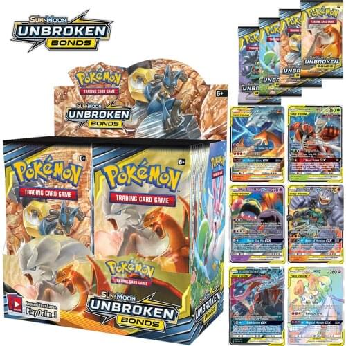 324pcs card Pokemon TCG: Sun & Moon UNBROKEN BONDS Trading Card Game A Box of 36 Bags Collection High-quality cards