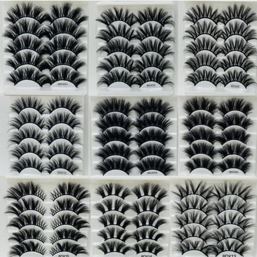 5 Pairs 3D Mink False Eyelashes Natural Mink False Eyelash Extensions Handmade Natural Long Thick Eye Lashes Makeup Tools