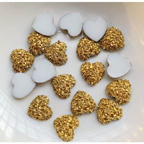 80pcs Crystal AB 12mm Heart Flatback Resin Dotted Rhinestone Cabochon Flat Back For Wedding Button DIY Decoration -HB26