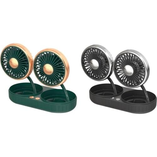 Car USB Rechargeable Fan Car Auto Air Cooling Dual Head Fan Low Noise Air Cooler Fan Home Car Air Cooling Fan