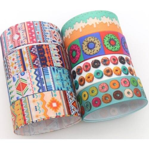 DHK 7/8'' 5yards Tribal Cupcake Donuts Printed Grosgrain Ribbon Accessory Hairbow Headwear Decoration DIY Wholesale OEM E1929