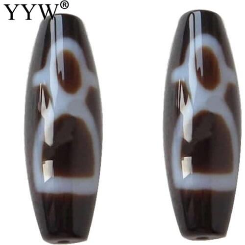 1PC Big Man Tibetan Dzi Beads Natural Stone Oval, god of wealth & two tone,13x39mm, Luck Jewelry earn more money