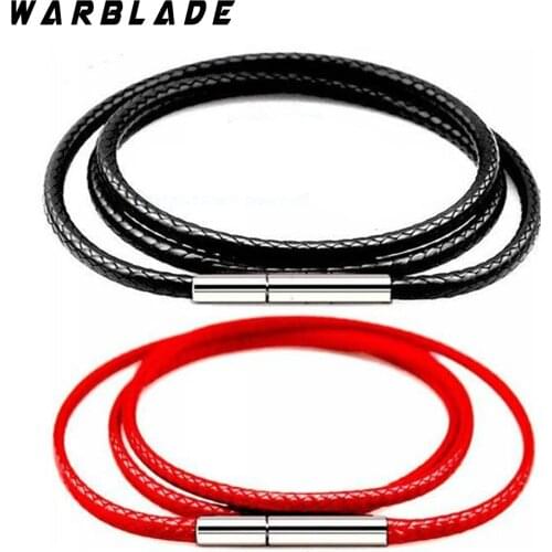 3pcs 1mm-3mm Black Leather Cord Necklace Cord Wax Rope Chain With Stainless Steel Rotary Buckle For DIY Necklace Jewelry Making