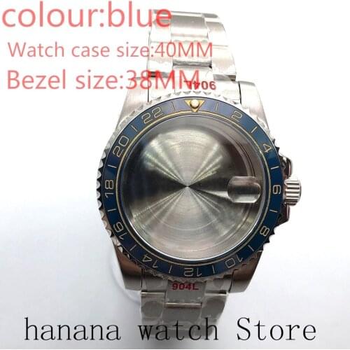 Suitable for Mingzhu2813 stainless steel self-winding 40mm case, sapphire digital rotating blue-black bezel, white lettering