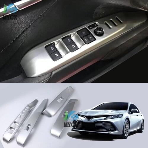 4PCS Carbon Fiber Glass Switch Decorative Cover for Toyota Camry 2018 2019 8th Lift Switch Styling Accessories