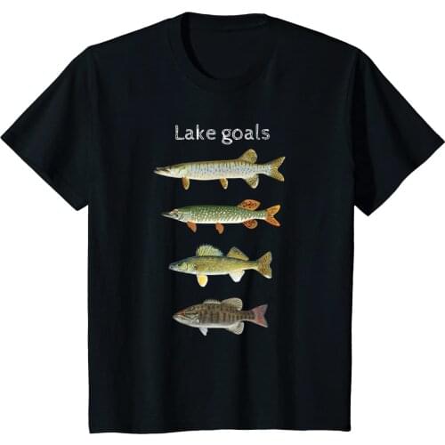 Lake Goals Fishing Musky Pike Walleye Small Mouth Fish T-Shirt Summer Cotton Short Sleeve O-Neck Mens Casual T Shirt New S-3XL