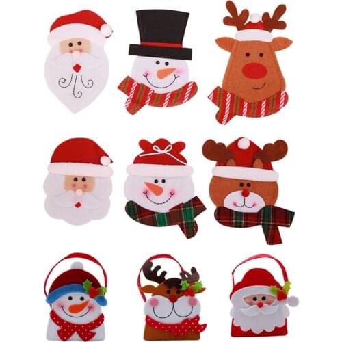 Christmas Cutlery Bag Dinner Tableware Holder Pocket,Xmas Decoration Snowman Santa Elf Reindeer Holiday Ornaments