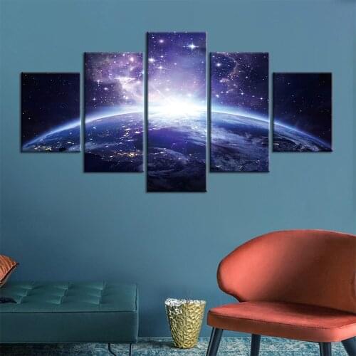 Canvas Painting HD Print Wall Art Universe starry sky Poster 5 pieces Modern Modular Painting Living Room Background Home Decor