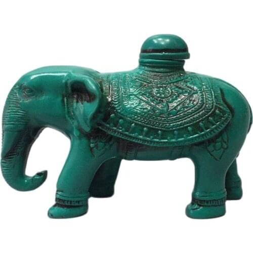 China old Beijing old goods turquoise carving Elephant snuff bottle