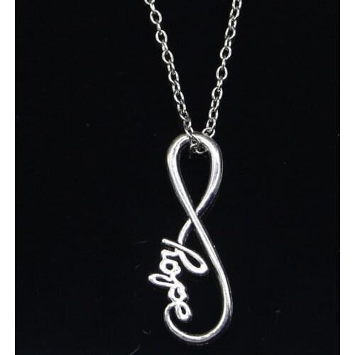 20pcs New Fashion Necklace 39x15mm infinity symbol hope Pendants Short Long Women Men Colar Gift Jewelry Choker