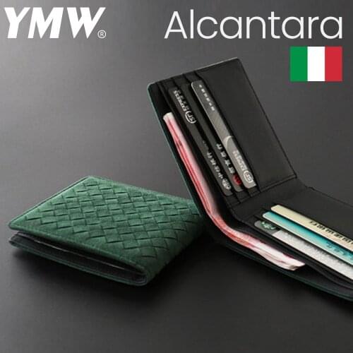 YMW ALCANTARA Weave Wallet Women & Man Card Holder Bag Luxury Artificial Leather Slim Cards Small Thin Card Package