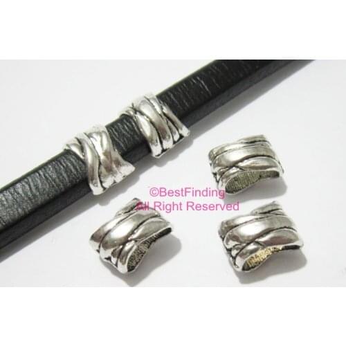 Licorice ribbon stripe slider 10x6mm licorice leather findings -LF12