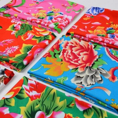 Fashion Big Red Flower Cloth Cotton Silk Super Soft Fabric Summer Pajamas Fabric Childrens Clothing Cotton Rayon Broken Flowers