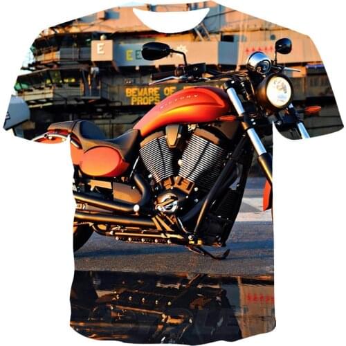Mens heavy metal T-shirt, 3D T-shirt with motorcycle back in summer 2021 unofficial short sleeve T-shirt of Harajuku