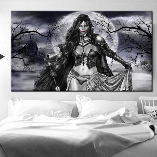 Black Night Woman Diamond Mosaic 5D Diamond Painting Kit Full Square Round Drill Diamond Embroidery Gothic Dark Art Gift ,F17