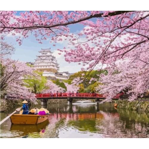 Painting By Numbers DIY Dropshipping 60x75 40x50cm Digital Spring Boat Scenery Handmade For Living Room Wall Decor Oil Painting