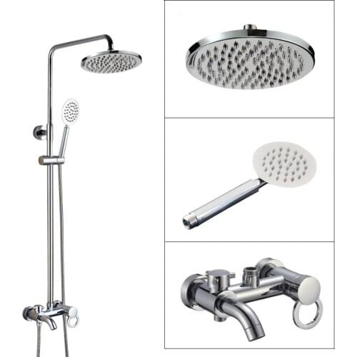Wall Mounted Bathroom Rain Shower Faucet Set Polished Chrome Brass Handheld Shower Head Single Lever Bath Tub Mixer Tap acy337