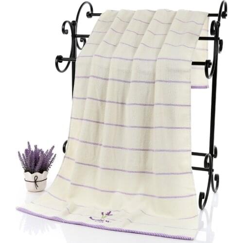 2016 new large 70*140cm lavender cotton fabric bath towel for adults soft gift striped towels more absorbent