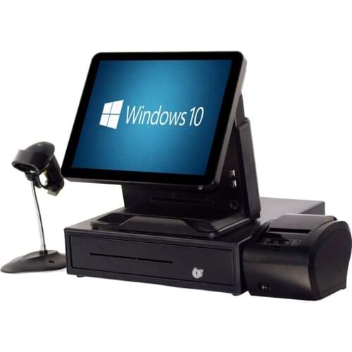Whole set 15'' Commercial POS Point of Sales ALL IN ONE for retailers with cash drawer POS system pos software for sale