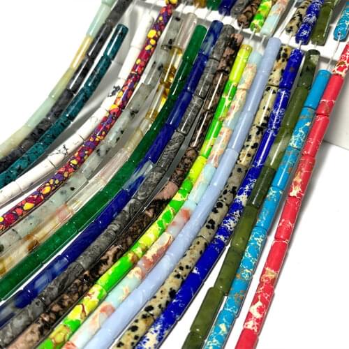 Wholesale Natural Stone Cylinder Beads Turquoises Agates Chalcedony Labradorite For Jewelry Making DIY Bracelet Necklace 4*13MM