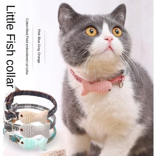 Cat collar Havos new cat and dog universal decorative collar is filled with cotton Scottish grid embroidered dog collars