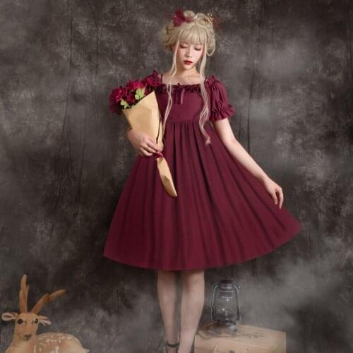 Lolita dress 2021 new French little red dress OP daily Japanese sweet light lolita dress