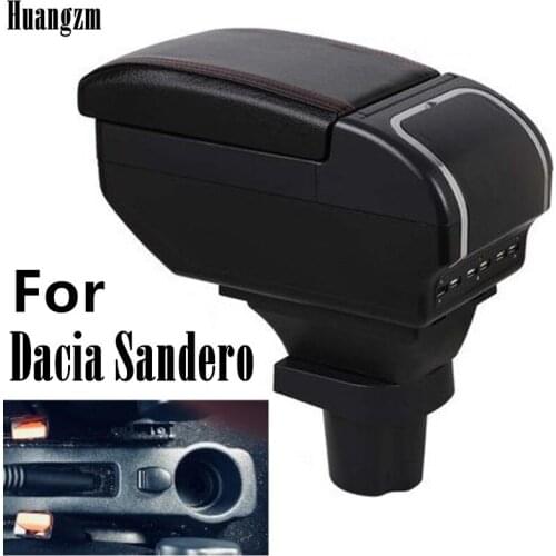 For Dacia Sandero armrest box central Store content Storage box Dacia stepway armrest box with cup holder ashtray 9USB interface