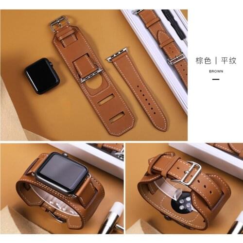 Genuine Leather buckle cuff band For Apple Watch 44/42/40/38mm bracelet Leather watch strap for iwatch 6 5 4 3 2 1 SE