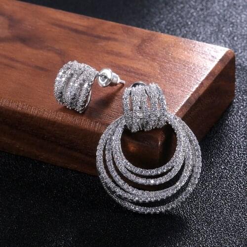 Luxurious Multi-layer Circle Earring Female Party Earring New Wedding Accessories Costume Jewelry for Women Boucle Oreille Femme