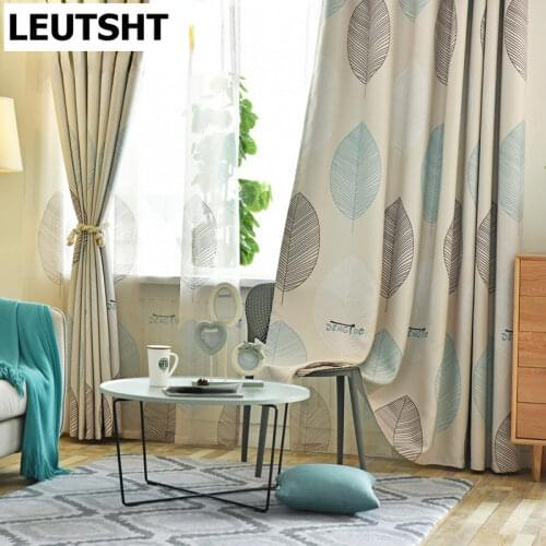 Modern Planted Beige Leaves Design Blackout Curtains Kids Thick Curtain For Living Room Bedroom Kitchen Window Panel
