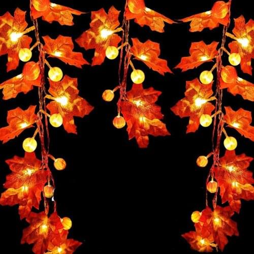 1.5/3/6m Maple Leaf Shape LED Light String Halloween Yard Decoration Lamp Thanksgiving Party Lighting 10/20/40 LED Light String