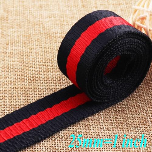 1" Webbing Dark Blue Red Striped Cotton Webbing Ribbon Key Fobs hardware Bag Belts Purse Straps Dog Collar 25MM