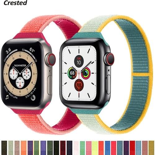 Slim Strap for Apple watch band 44mm 40mm 42mm 38mm smartwatch wristband Nylon Loop bracelet iWatch 5 3 4 se 6 band