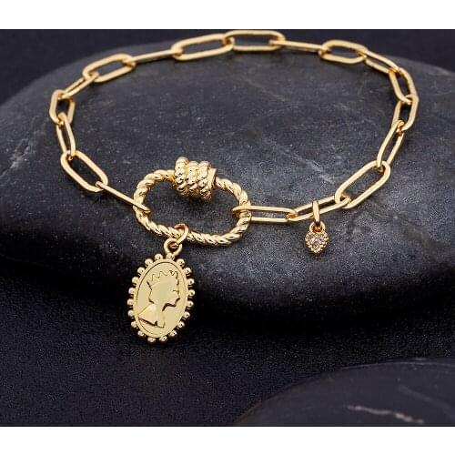 Vintage Our Lady of Guadalupe Bracelet Virgin Mary Catholic Chain Link Pendant Bangle Jewelry Gift Jesus Religious Jewelry Gift