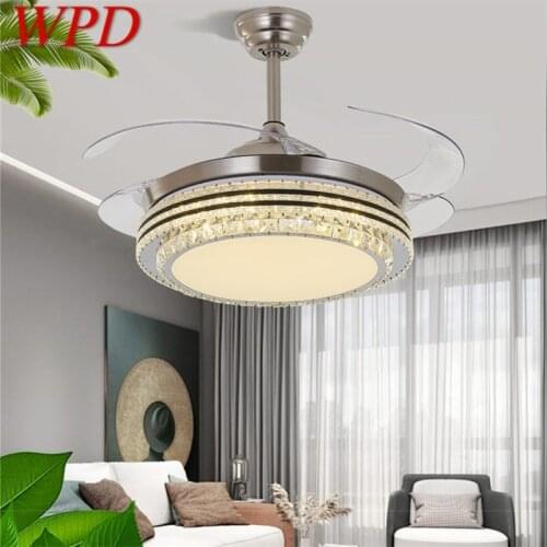 WPD Ceiling Fan Light Invisible Crystal LED Lamp With Remote Control Modern Luxury For Home