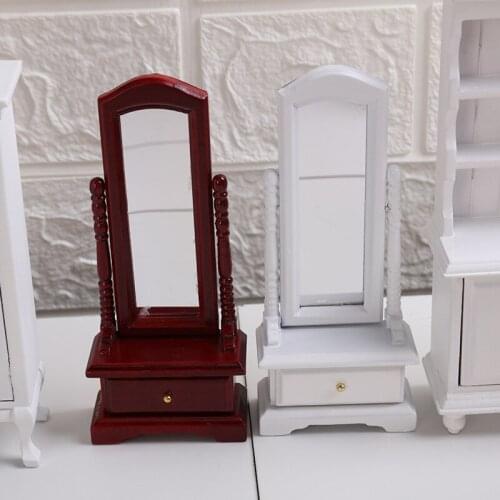 1:12 Mini DollHouse Full-Length Mirror with Drawer Accessory for Kids