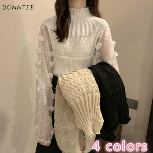 Sweaters Women Turtleneck Elegant Knitted Cropped Fashion Classy Design Aesthetic Spring Charm Ins Streetwear Temperament Ladies