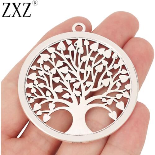 ZXZ 5pcs Tibetan Silver Large Tree Life Round Charms Pendants for Necklace Jewelry Making Findings 53x53mm