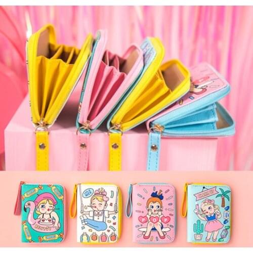 1PC PU Leather Kawaii Card Bag For Girls License Bag ID Credit Bank Card Holder Protective Case Business Card Bags Stationery