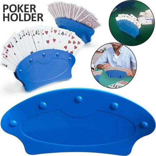 1pc Blue Poker Holder Plastic Playing Card Fan Shape Holder Hands-Free Poker Rack for Children